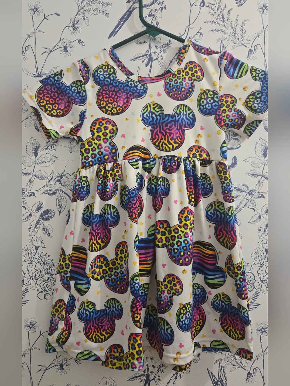 Girls Rainbow Animal Print Mickey Dress